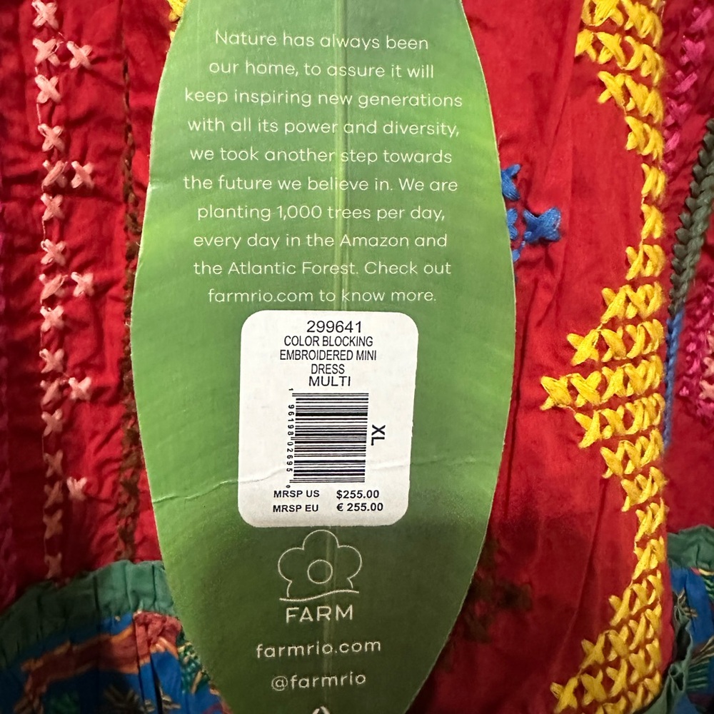 NWT Farm Rio Color blocking Embroidered Mini Size XL - Picture 4 of 4